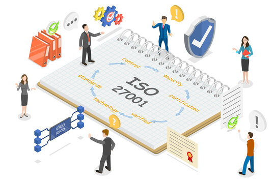 3D Isometric Flat  Illustration of ISO27001, ISMS, Information Security Management System