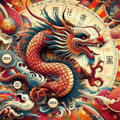 Obraz premium abstract background of dragon, symbol of 2024. Generated with AI