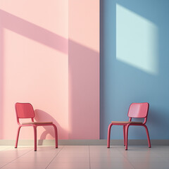 chairs in a room.Minimal architectural concept.Copy space.Generative AI