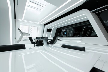 Minimalist Futuristic Office with High-Tech Gadgets




