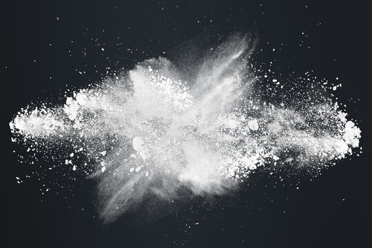 Abstract design of white powder snow cloud explosion