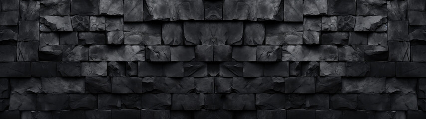 Abstract texture black grey stone wall with 3d gradient geometric shapes or blocks for website,...
