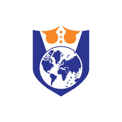 King Planet Vector Logo Design. Globe King Logo Icon Design.