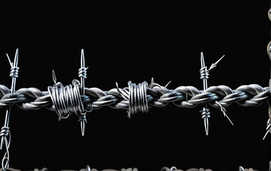 barbed wire on a black background