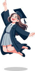 Graduating student jumping with joy
