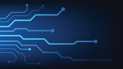 circuit board background. electrical digital lines on blue lighting. futuristic technology design element concept