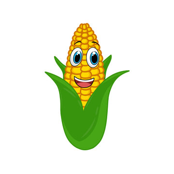 Cartoon smiling corn vector illustration