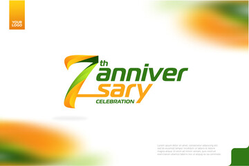Fototapeta na wymiar 7th Anniversary logotype with a combination of orange and green on a white background.