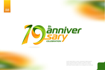Fototapeta na wymiar 19th Anniversary logotype with a combination of orange and green on a white background.