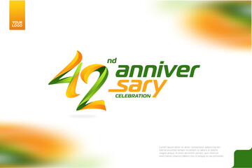 Fototapeta na wymiar 42nd Anniversary logotype with a combination of orange and green on a white background.