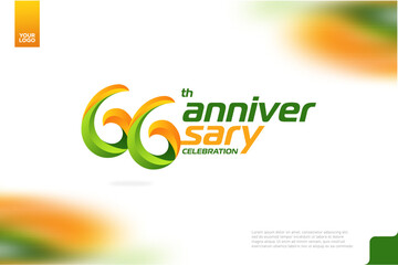 Fototapeta na wymiar 66th Anniversary logotype with a combination of orange and green on a white background.