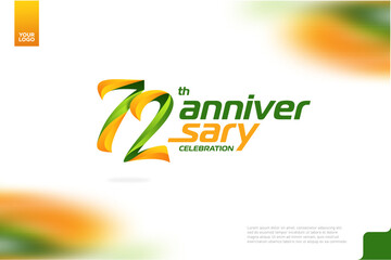 72nd Anniversary logotype with a combination of orange and green on a white background.
