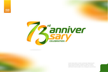 Fototapeta na wymiar 73rd Anniversary logotype with a combination of orange and green on a white background.