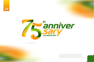 Fototapeta na wymiar 75th Anniversary logotype with a combination of orange and green on a white background.