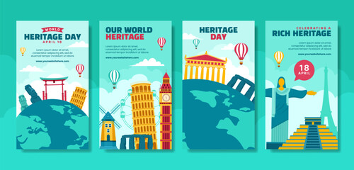 Heritage Day Social Media Stories Flat Cartoon Hand Drawn Templates Background Illustration