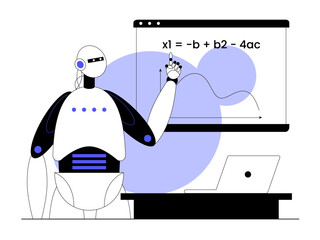 Robotic teaching. Robotic technology illustrations.