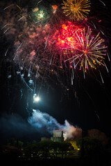 Gorizia Fireworks 2024 on the Castle - Friuli Venezia Giulia Italy Border With Nova Gorica Slovenia - Go Boderless GO!2025 European City of Culture - obrazy, fototapety, plakaty