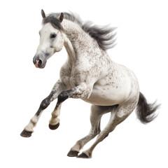 Speckled White Arabian Horse - Isolated on White Background