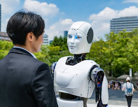 AI人型ロボット社会のイメージ