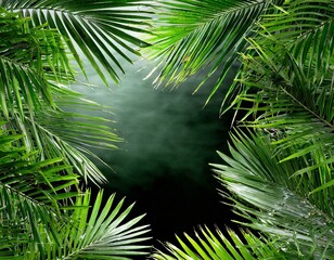 palm tree leaves. fresh green jungle palm