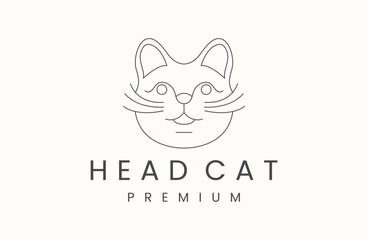 head cat vector logo line art design