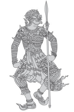 Traditional Thai giant line drawings for tattoo designs.