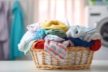 Clothes in basket for laundry