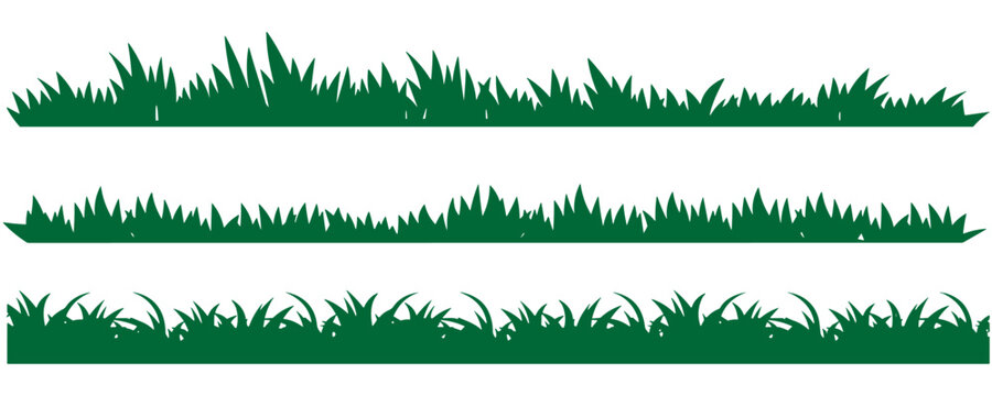 Collection of green grass silhouette assets