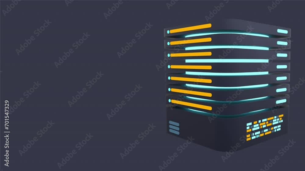 Poster 3d server animation. computer server 3d render. cloud computing