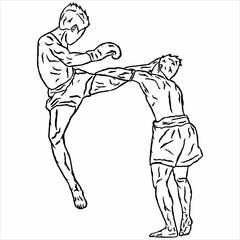 illustration of muaythai fighter kick boxing icon