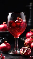 pomegranate juice and pomegranate with modern lighting background photo
