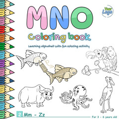 Alphabet Coloring book cover Mm to Zz