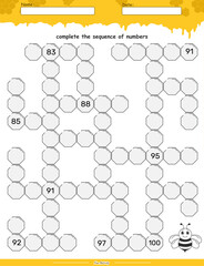 mplete the sequence of numbers 81 to 1