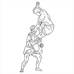 Fototapeta na wymiar vector illustration of muay thai fighter kick boxing logo icon