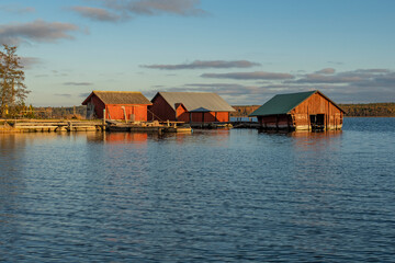 Old fishing village in the archipelago in Finland in autumn