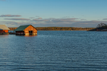 Old fishing village in the archipelago in Finland in autumn