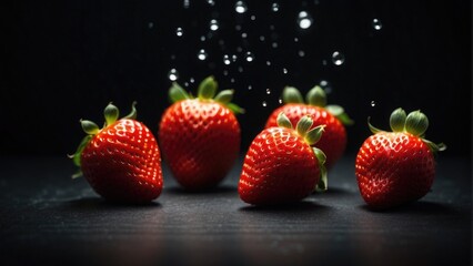 strawberry falling into the water