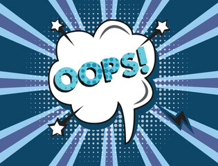 oops pop art, comic book background.Oops, speech bubble. Banner, speech bubble, poster and sticker.Pop art and comic design.Oops ouch colored comic text collection with pop art style.Comic text. 

