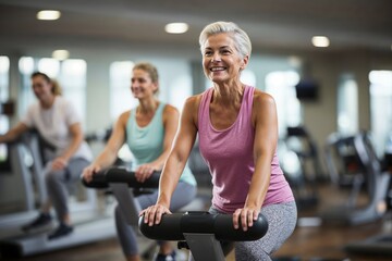 Senior woman with and active lifestyle working out at the gym - obrazy, fototapety, plakaty