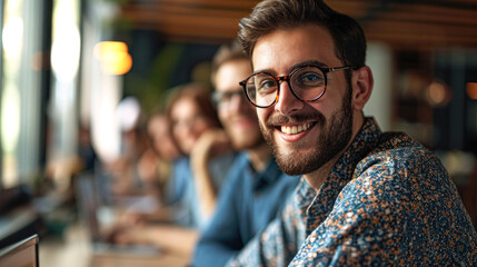 Fototapeta premium businessman sitting in in office working with laptop computer.