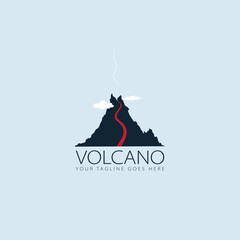 simple volcano logo design inspirations.Simple illustration of volcano mountain vector logo for web design - obrazy, fototapety, plakaty