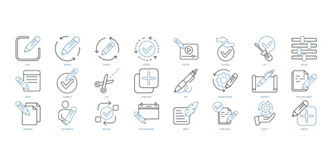 Edit tool icons set. Set of editable stroke icons.Vector set of Edit tool