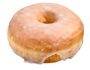 Fresh raised glazed donut isolated, breakfast treat