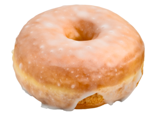 Fresh raised glazed donut isolated, breakfast treat