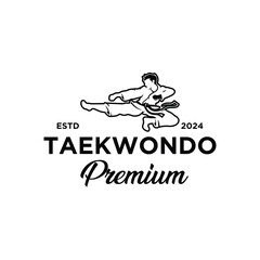 Monoline Taekwondo Premium Logo Design
