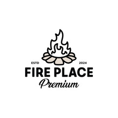 Monoline Fire Place Premium Logo Design