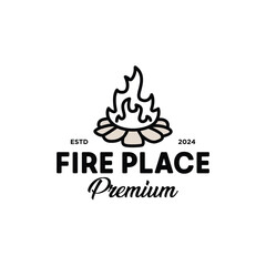 Obraz premium Monoline Fire Place Premium Logo Design
