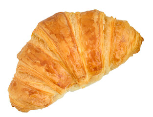 Fresh baked flakey buttery breakfast croissant, isolated