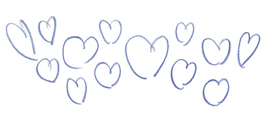 Pencil drawing purple heart isolated on transparent background.