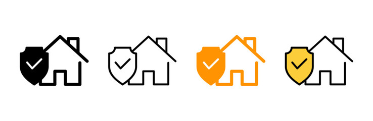 home insurance icon set  vector. home protection sign and symbol